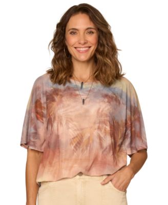 Women's Printed Scoop Neck Knit Top