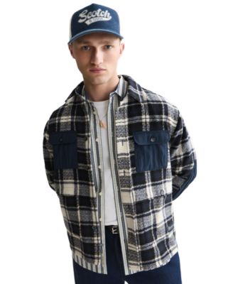 Men's Patchwork Relaxed-Fit Shacket
