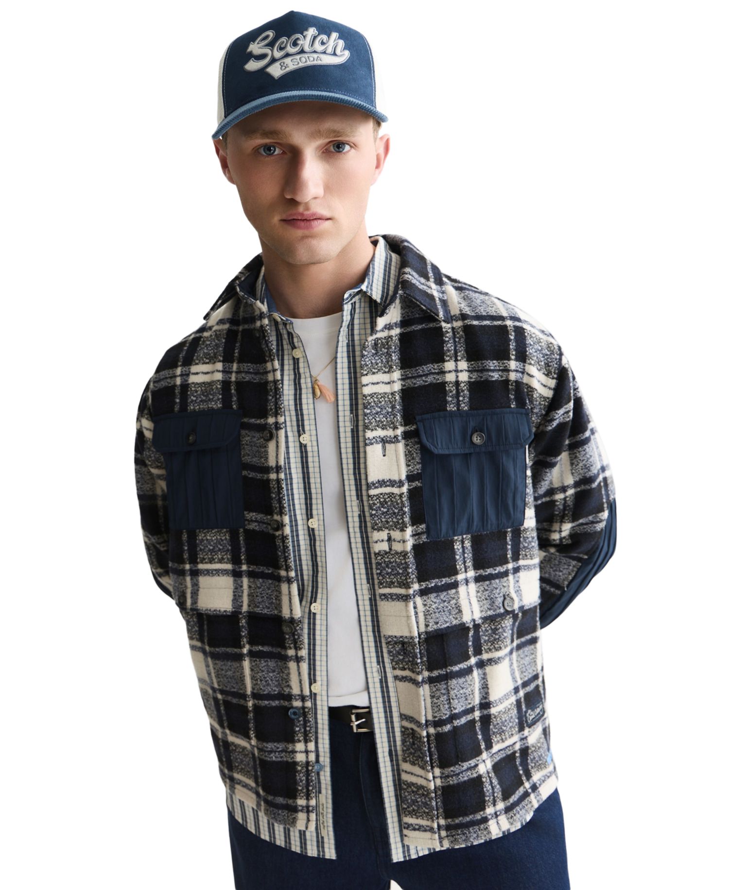 Men's Patchwork Relaxed-Fit Shacket