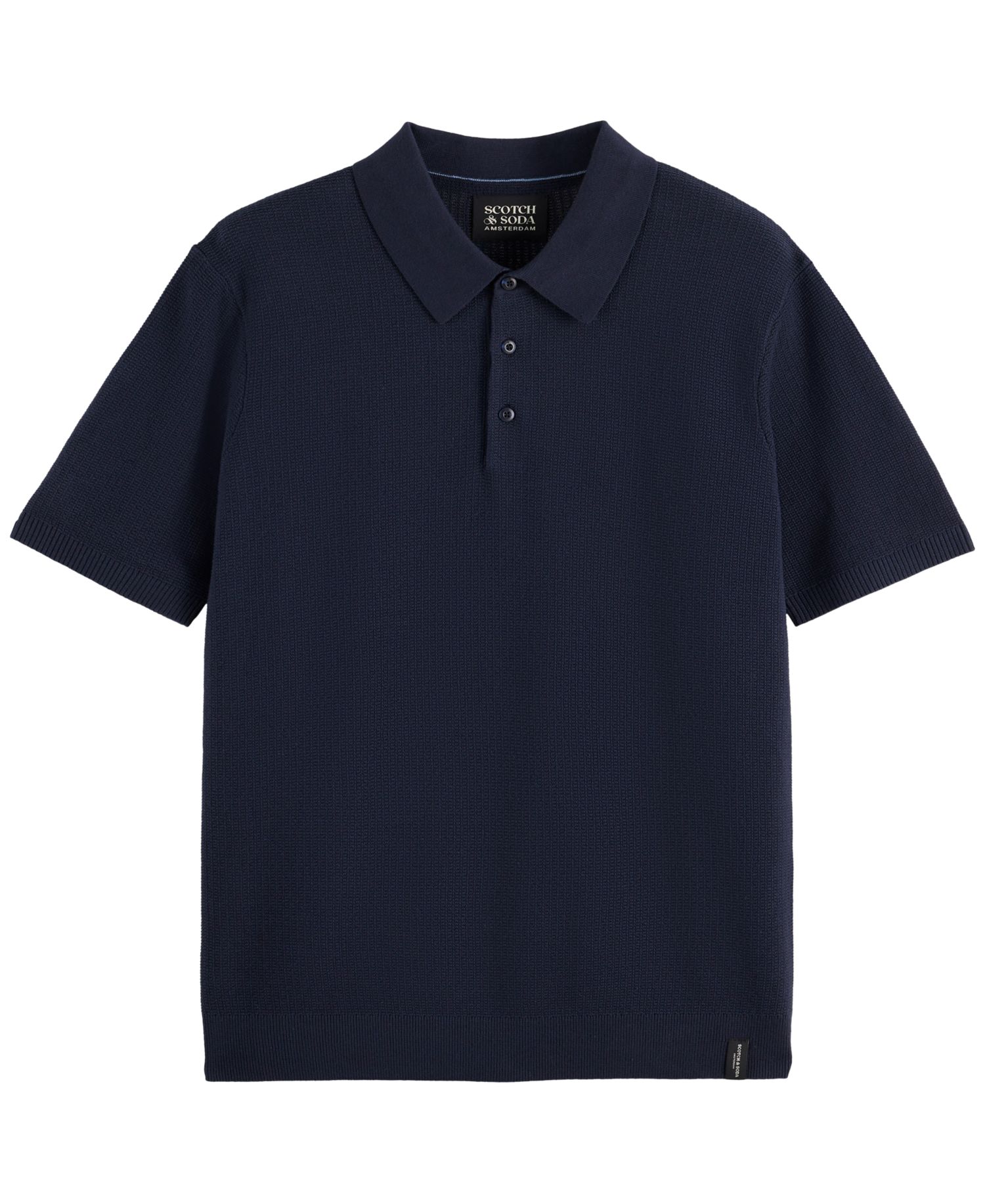 Men's Structured Knitted Short-Sleeve Polo Shirt