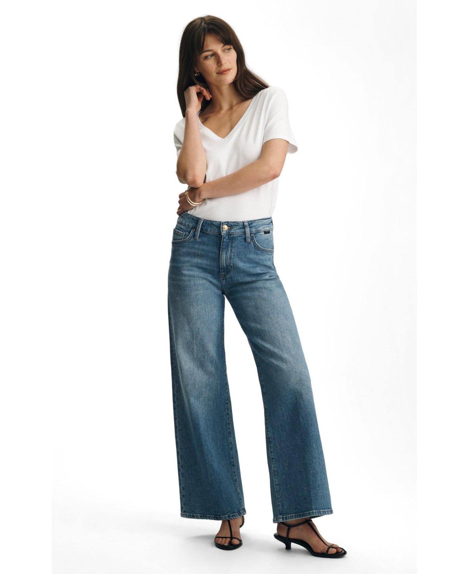 Women's Paloma Mid Rise Wide Leg In Mid Rise Mid Brushed Gold Premium