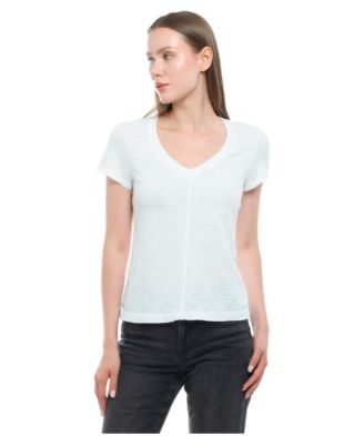 Women's Slim Deep V-Neck Rib Back Tee