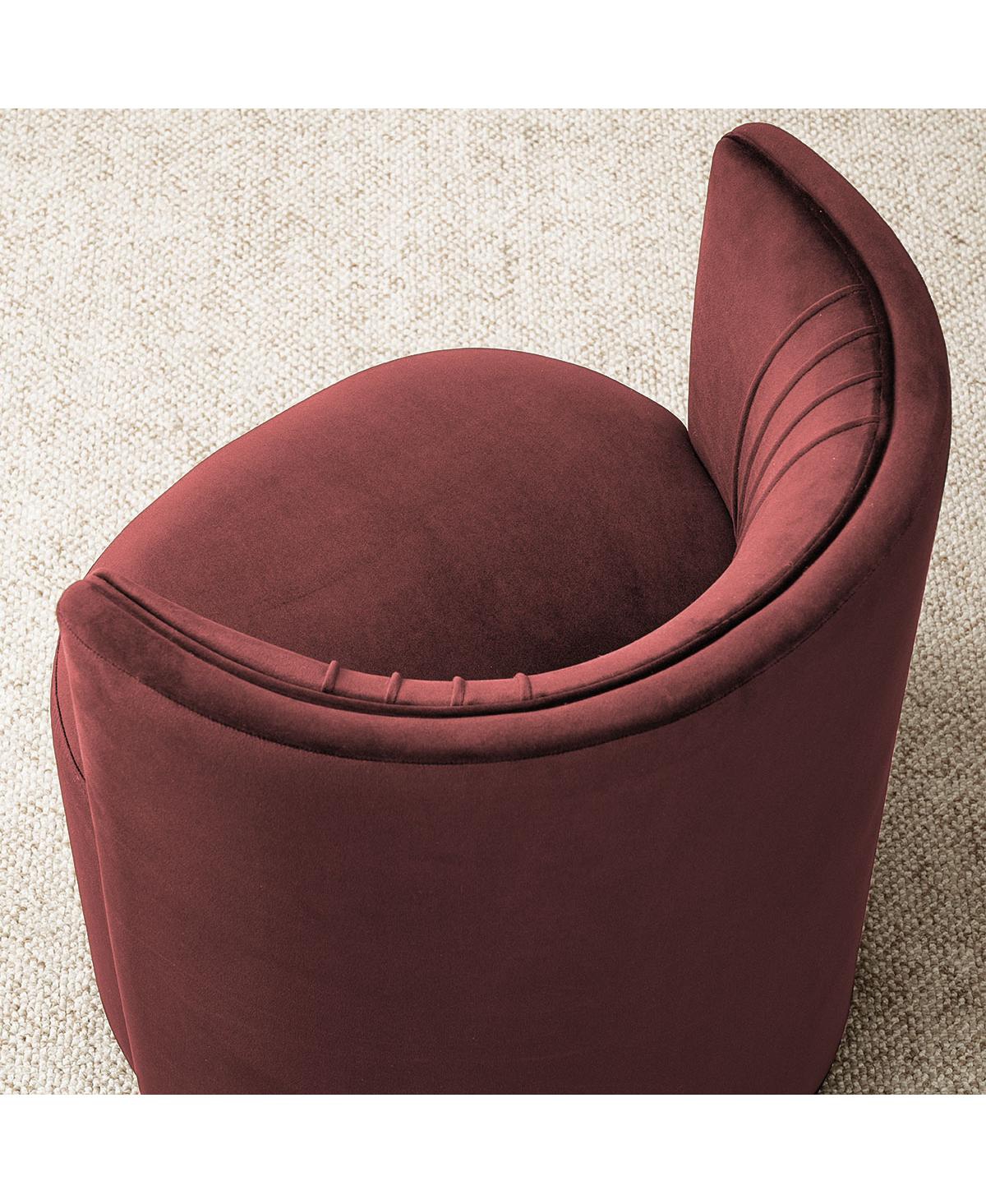 Maison Boucle Office Chair for Desk, Velvet Burgundy Barrel with Hidden Casters, Upholstered Tub Seat Curved Back, Space-Saving