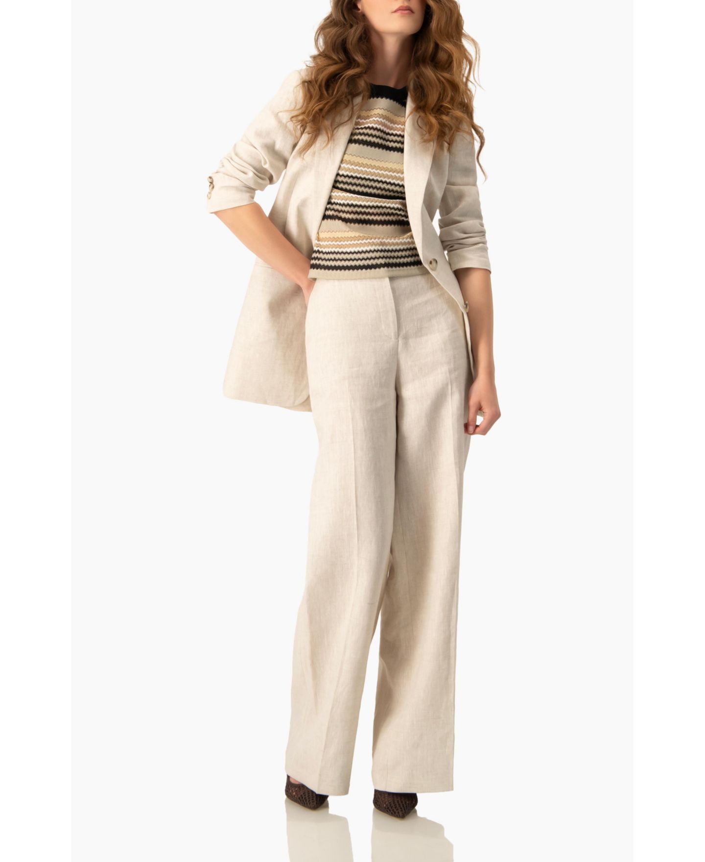 Женский топ Ivonne Chevron Stripe Crochet Knit, цвет: Бежевый — фото 4