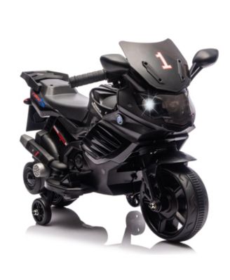6V Battery Powered Ride-On Motorcycle Toy, 3-Wheel Stable Design, Training Wheels, Headlight, Horn and Music, Realistic Motorbike, Outdoor Play