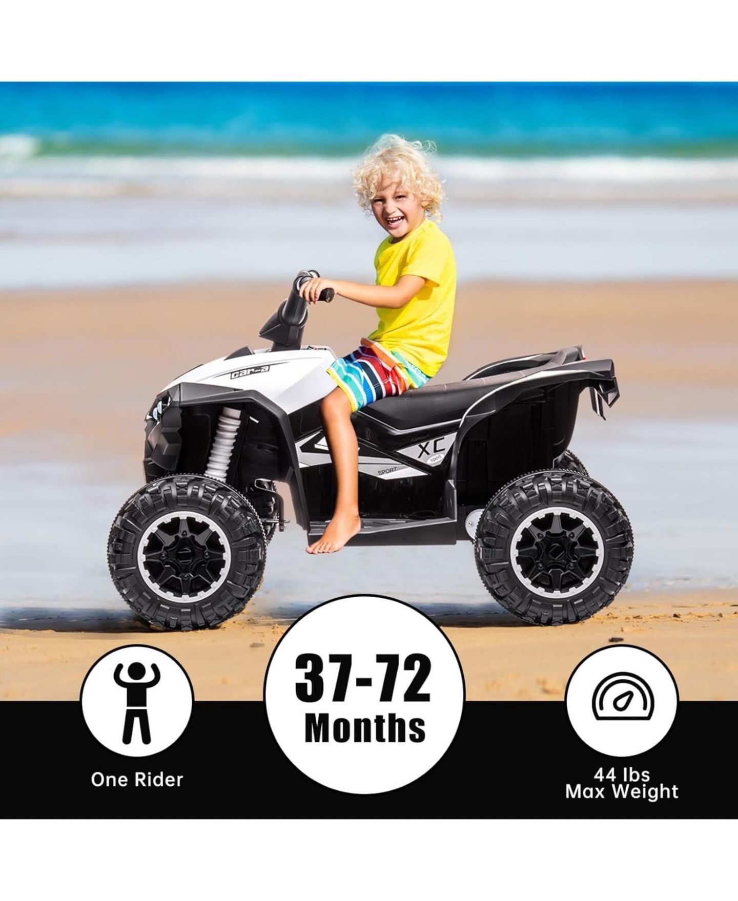 Детская игрушка homfan Kids ATV, 12V Ride On Toy ATV, Battery Powered 4 Wheeler Quad Car, Electric ATV with Remote Control, Music, Horn, Monitor Display, цвет: Чёрный — фото 7