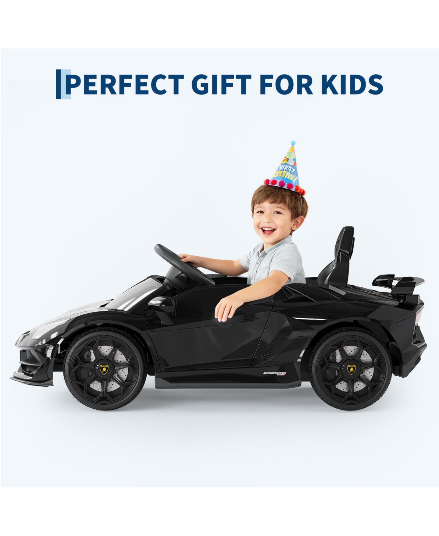 Детская игрушка homfan Licensed Lamborghini Electric Ride-On Car for Kids – Battery Powered Sports Car Toy with Remote Control, 2 Speeds, LED Headlights, цвет: Чёрный — фото 7