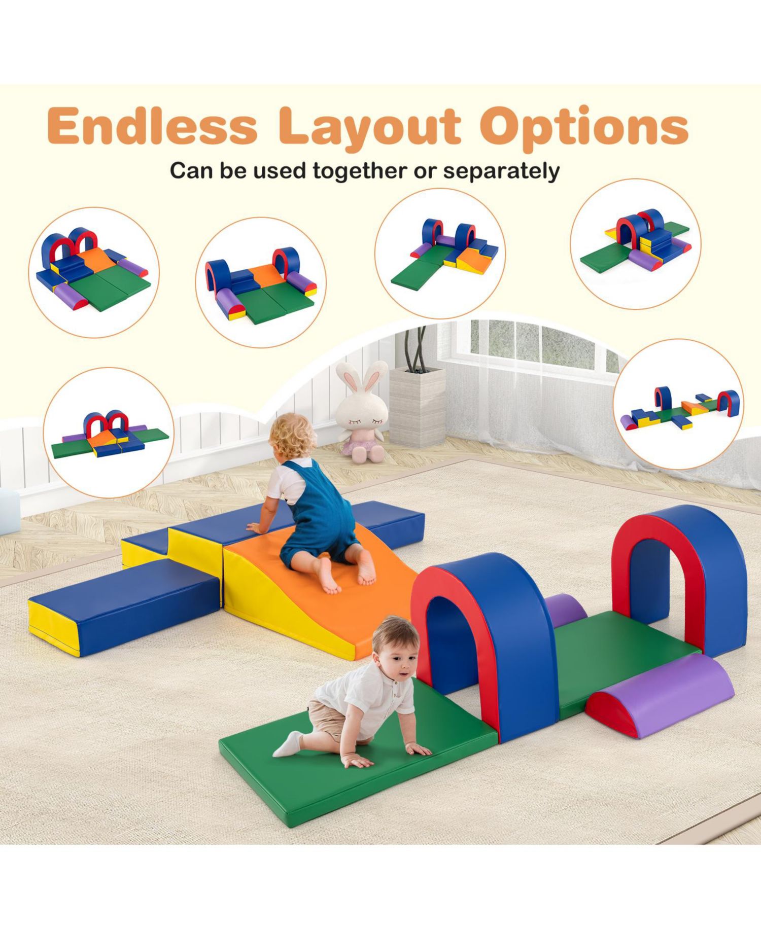 Kids 10-Piece Foam Climber Set with Soft PU Leather Covers