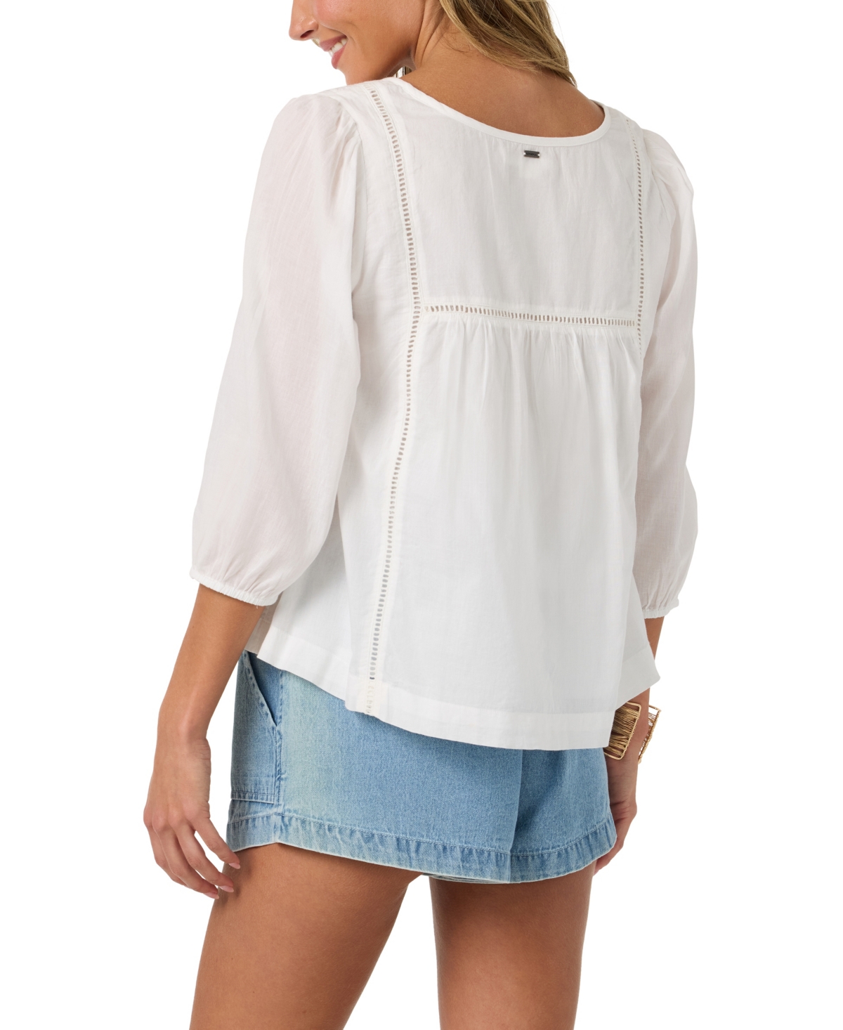 O'Neill Women's Cotton Voile Pintuck Elasticated Cuff Top