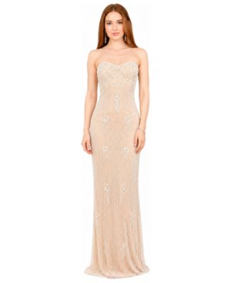 Women's Strapless Beaded Wedding Gown