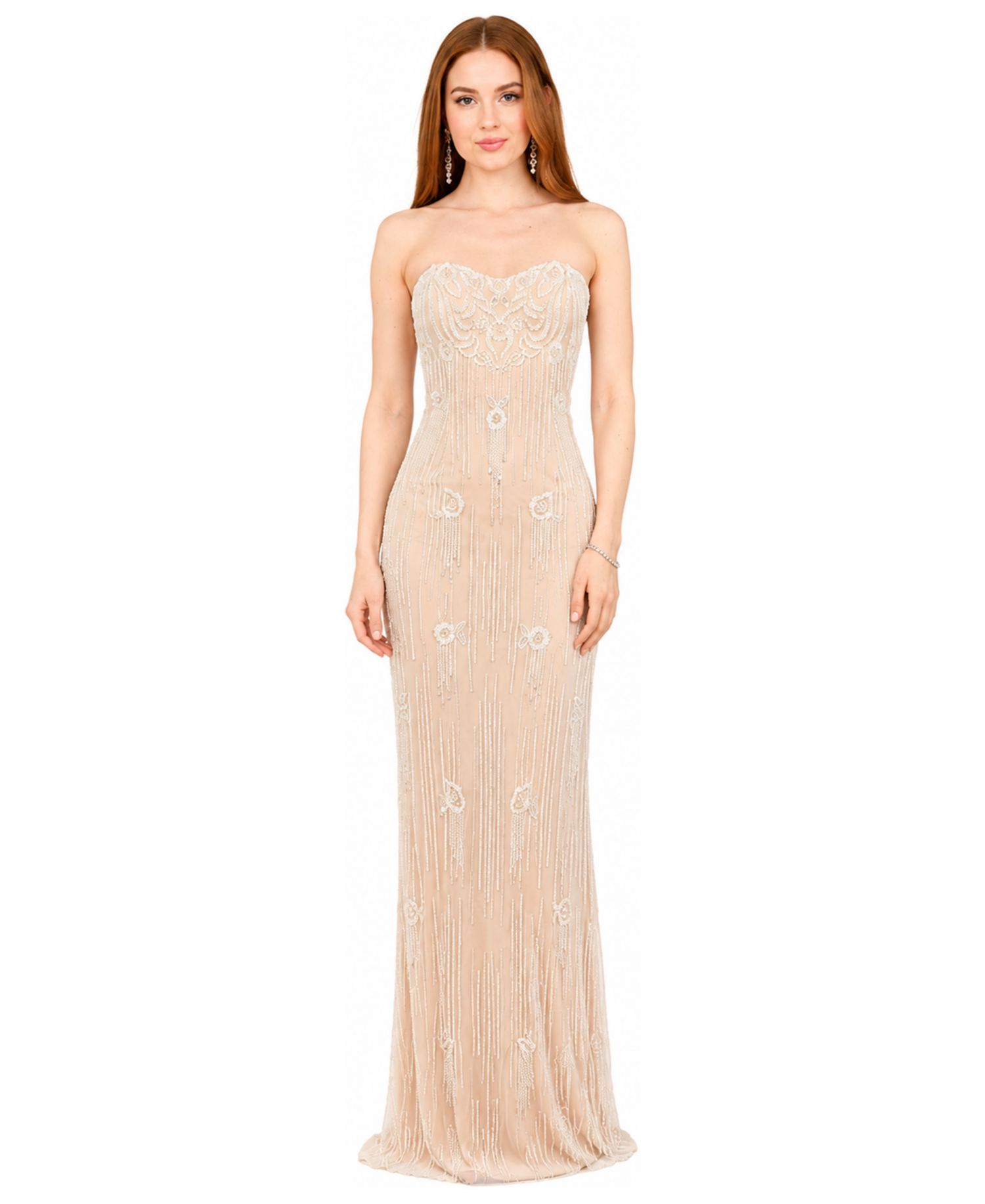 Women's Strapless Beaded Wedding Gown
