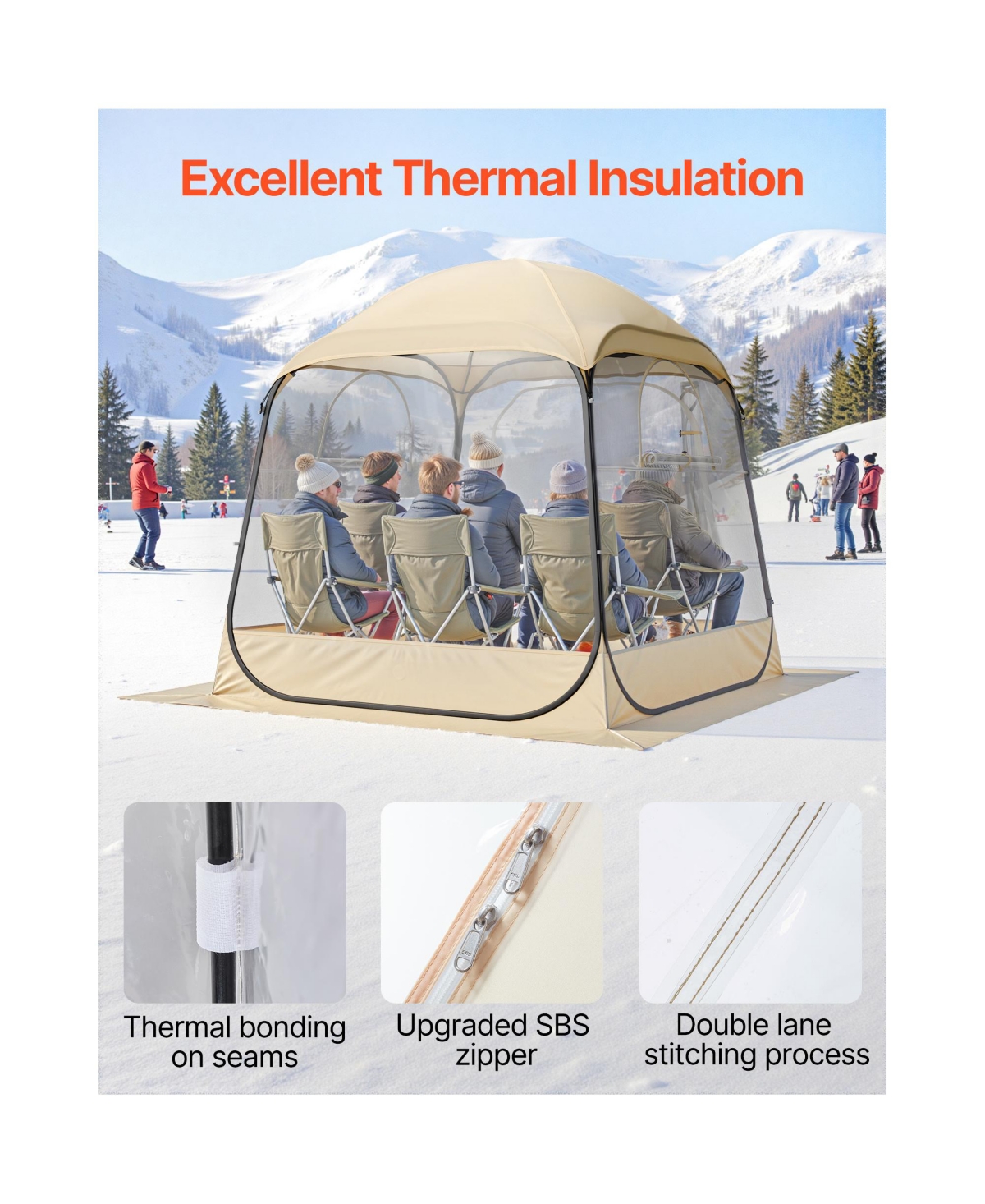 Vevor Pop up Sports Tent 72x72 in Outdoor Clear Bubble Tent Weather Proof Pod
