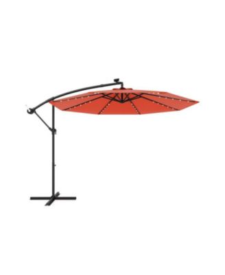  10 Feet Solar Offset Hanging Umbrella with 40 Lamp Beads and Solar Panel
