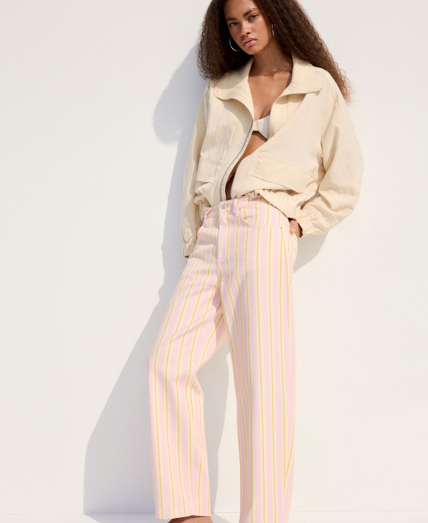 Women's Striped Balloon Jeans