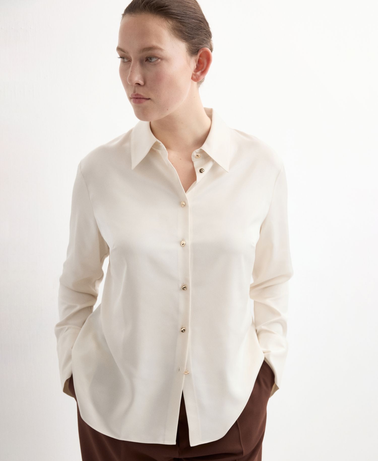 Women's Satin Finish Flowy Shirt