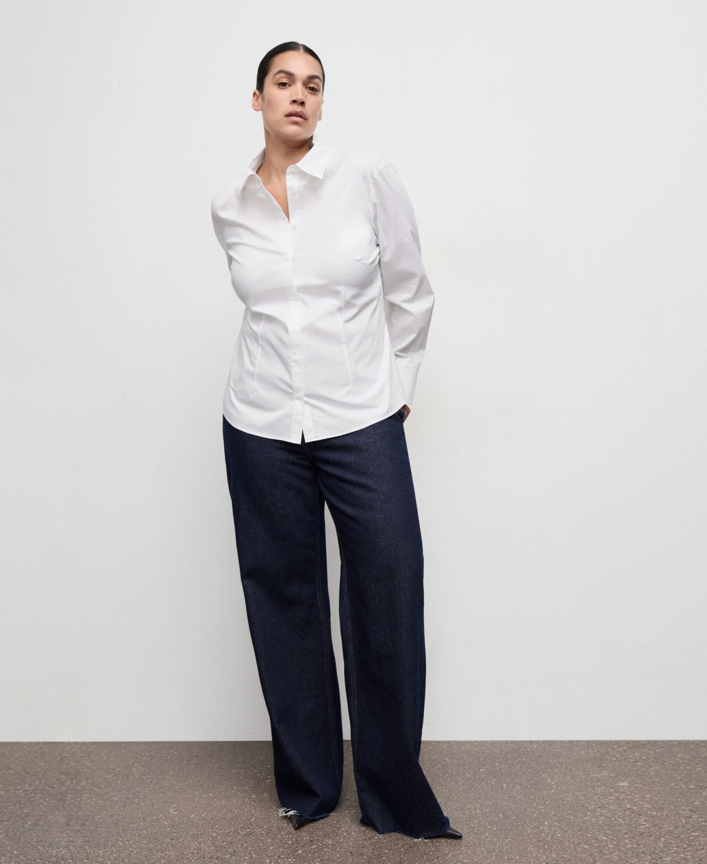 Женская рубашка Mango Slim-Fit Poplin, цвет: Белый — фото 1