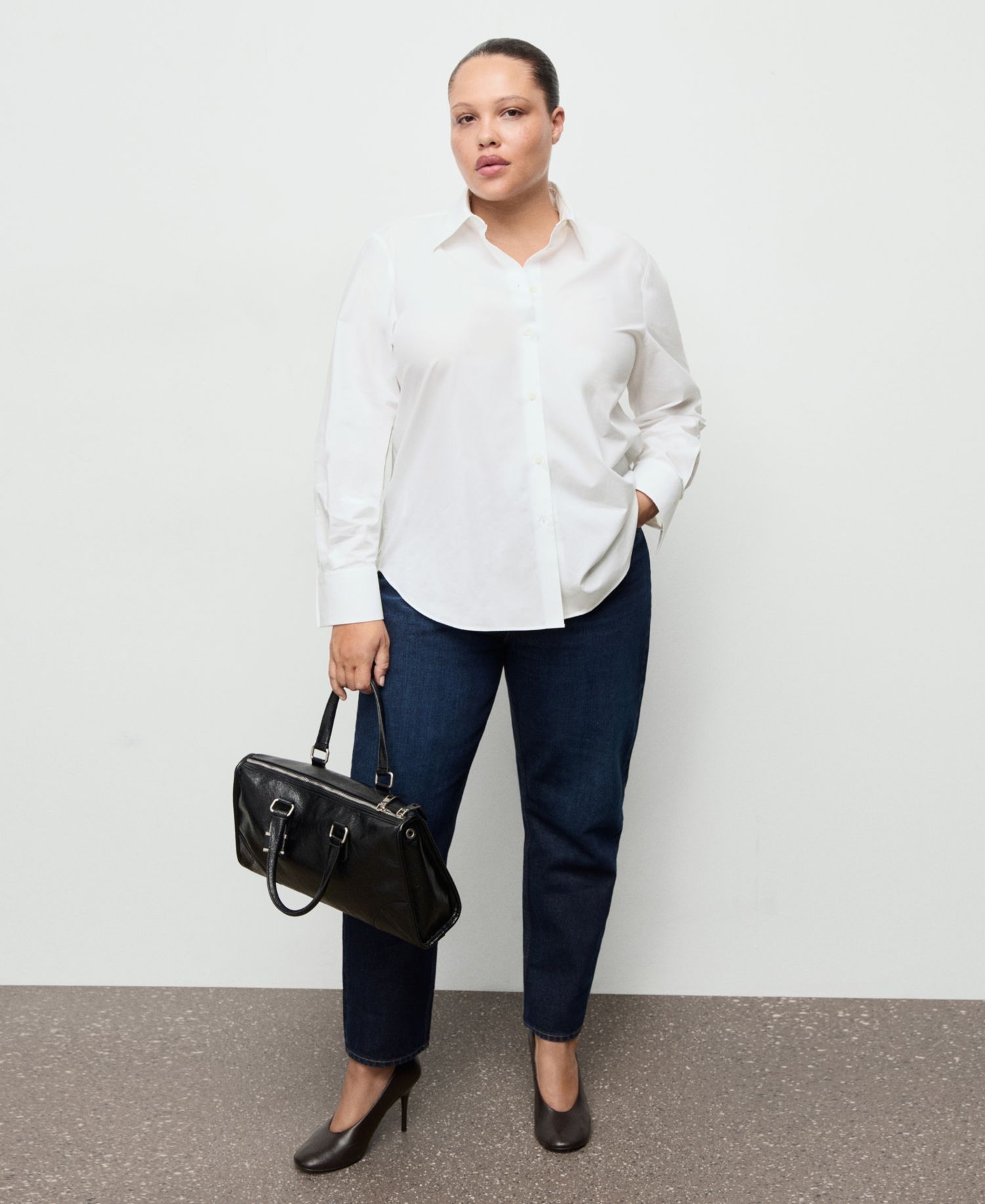 Women's Cotton And Lyocell Blend Straight Shirt