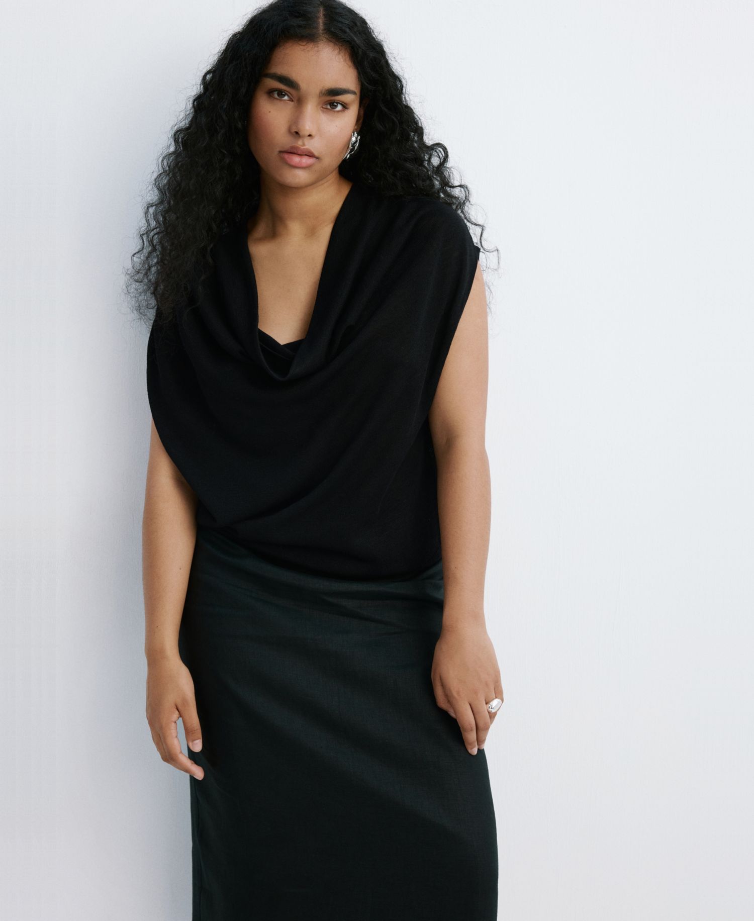 Women's Draped Neck Knitted Sweater