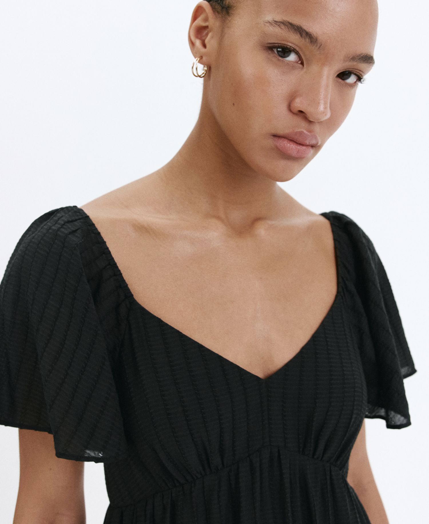 Women's Gathered Detail Textured Dress