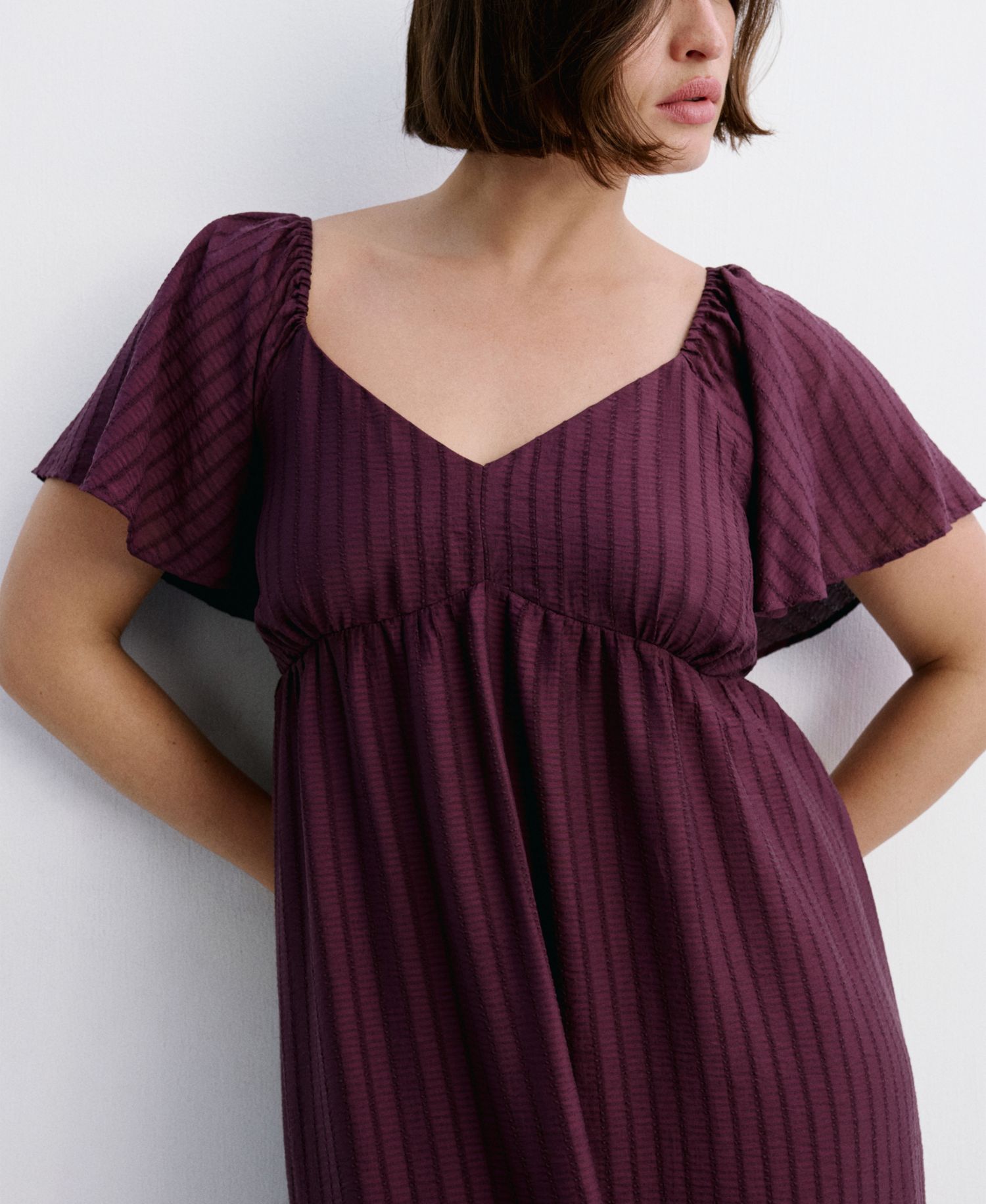Women's Gathered Detail Textured Dress