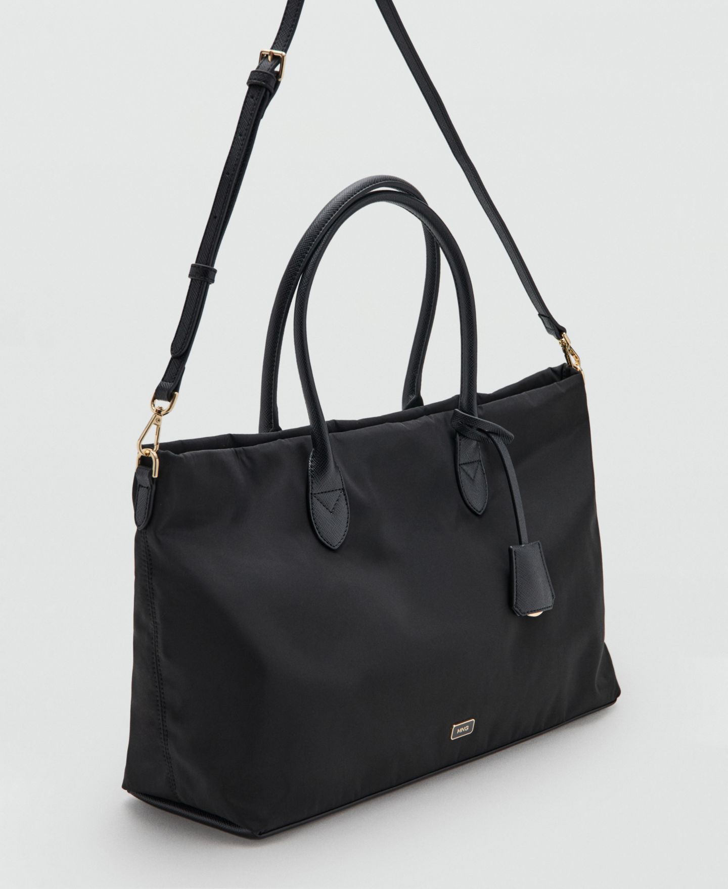 Женская сумка MANGO Double Handle Shopper, цвет: Чёрный — фото 5