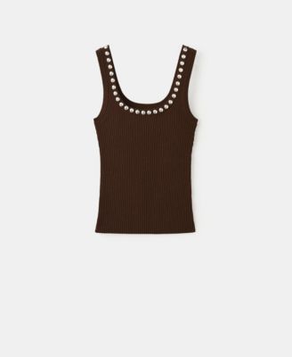 Women's Studs Ribbed Top