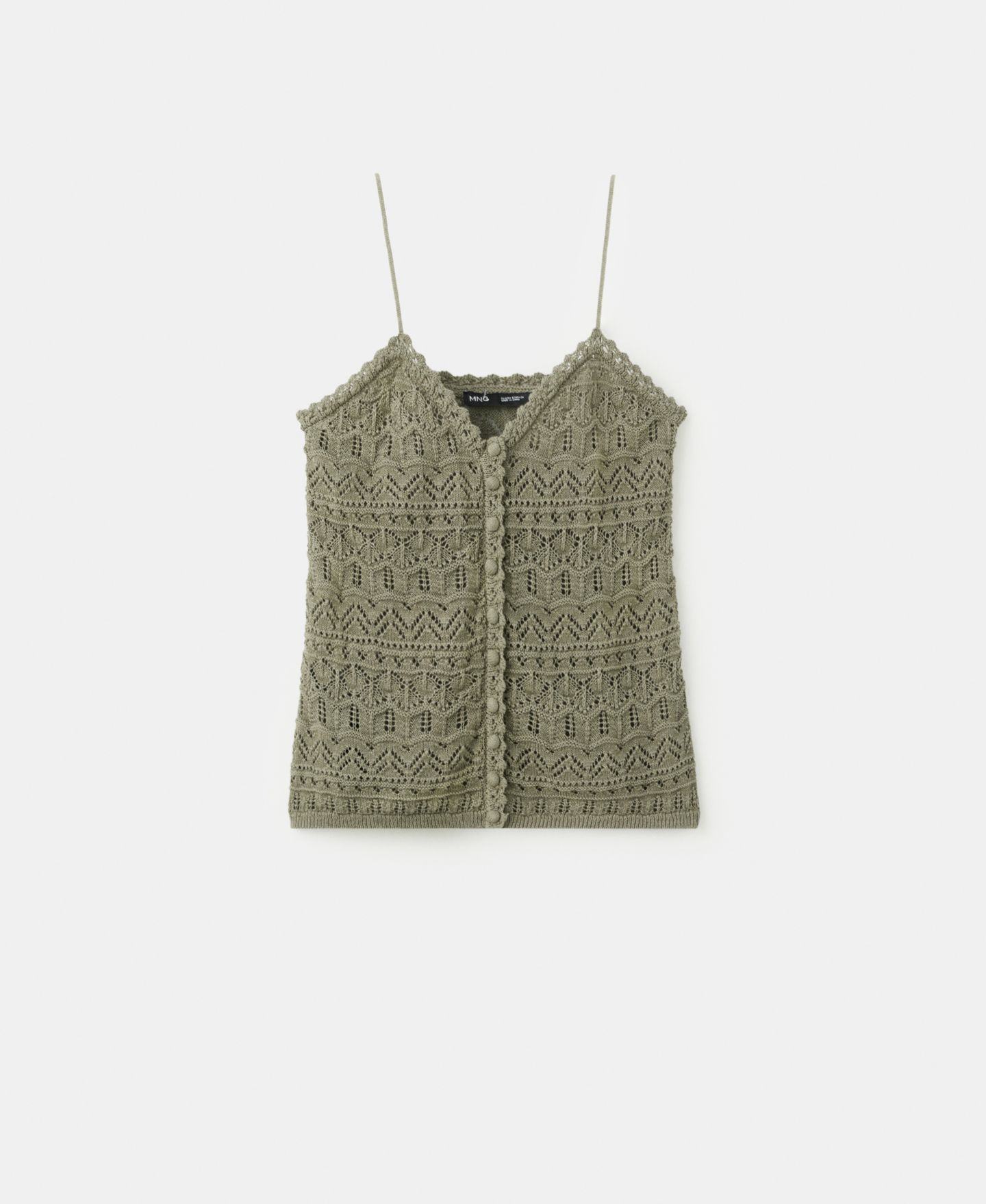 Женский топ Mango Buttons Open-Knit, цвет: Бежевый / Хаки — фото 2