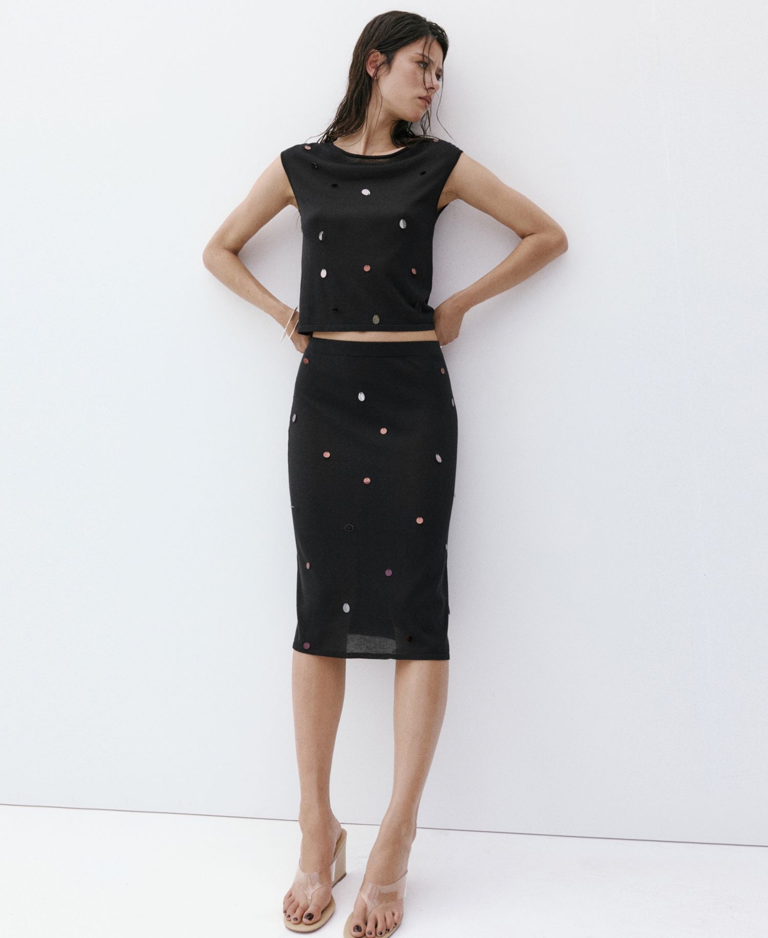 Women's Fine-Knit Sequined Skirt