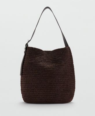 Women's Natural-Fiber Buckle Detail Shopper Bag