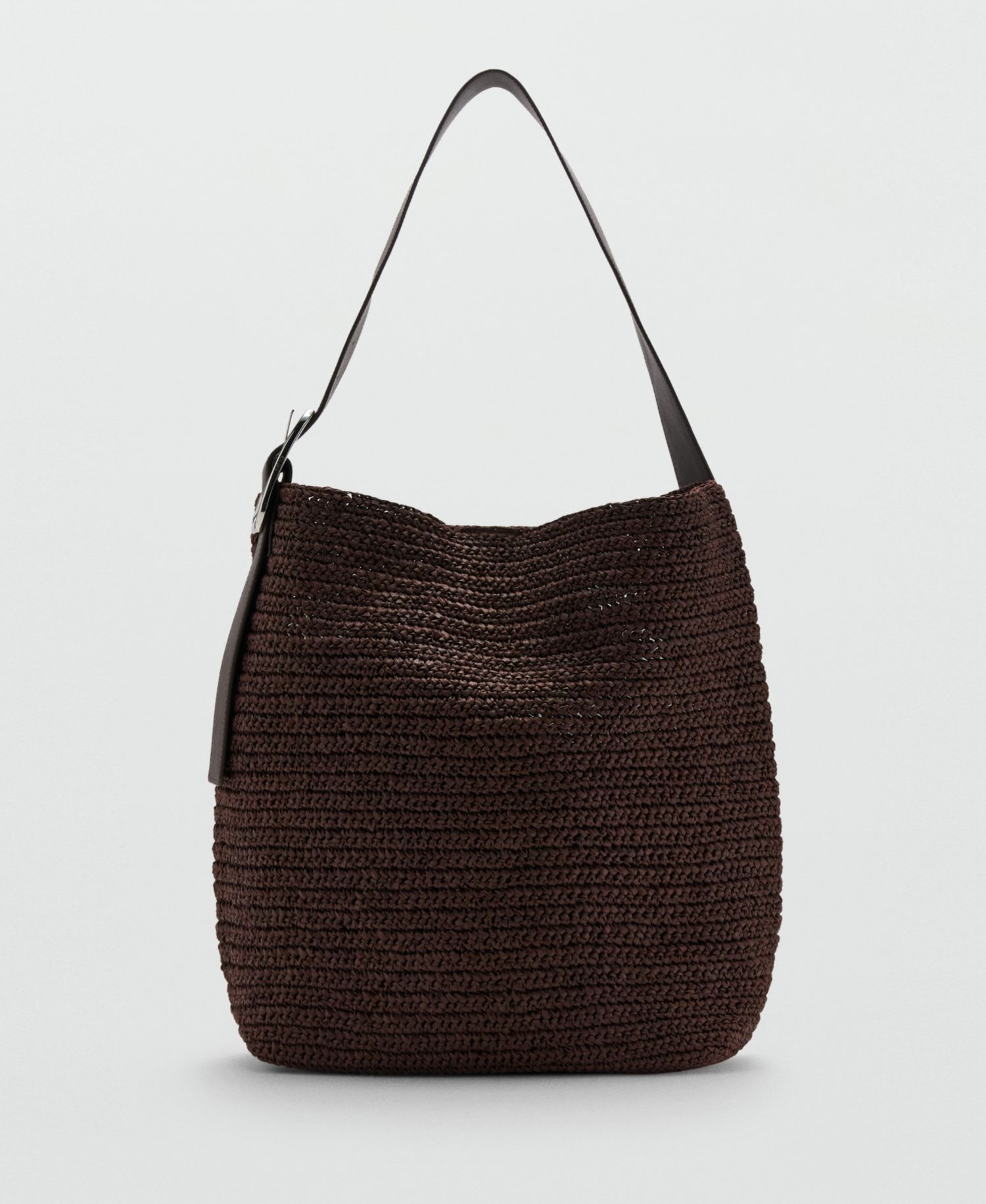 Women's Natural-Fiber Buckle Detail Shopper Bag