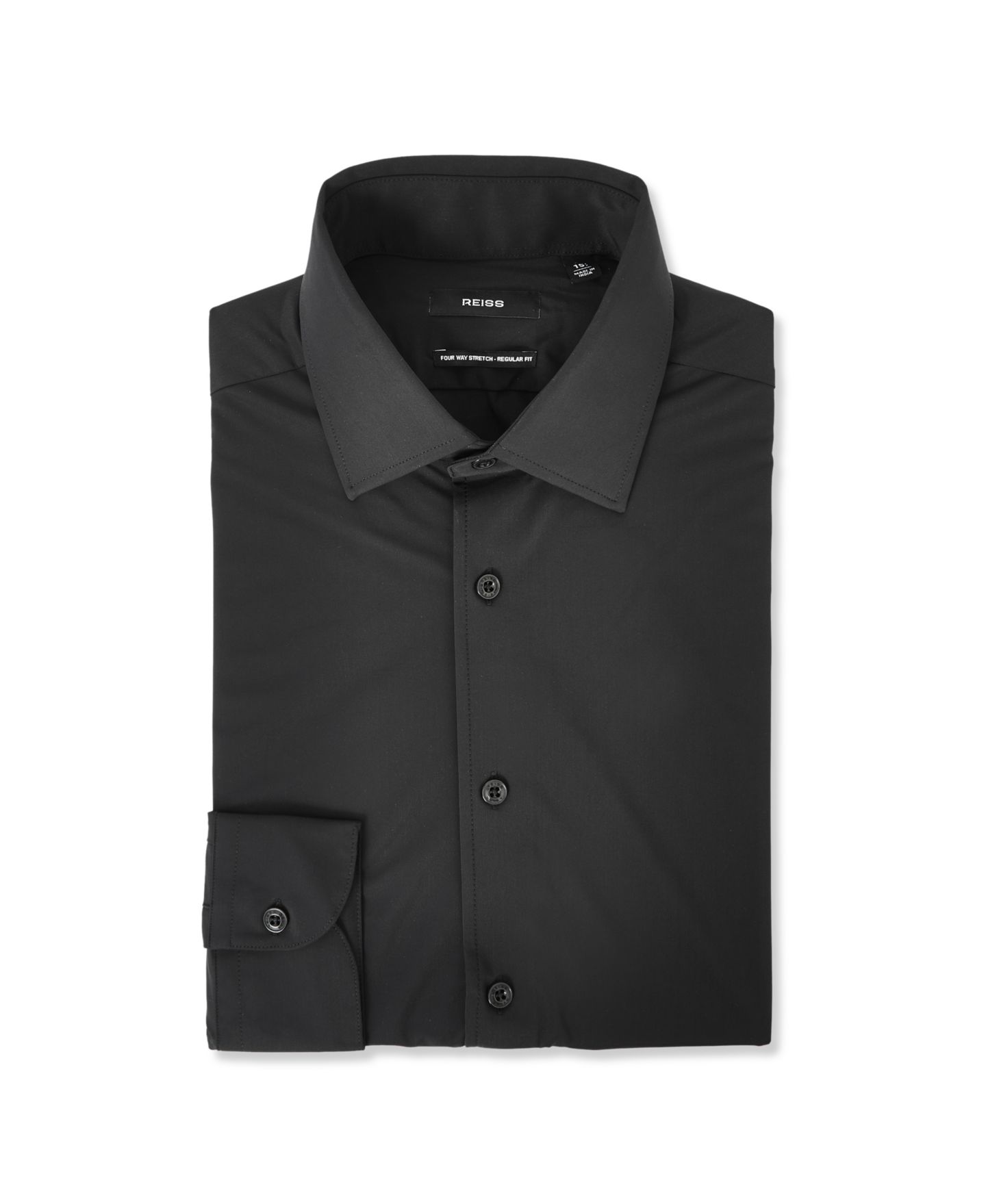 Мужская рубашка REISS Voyager Long-Sleeve Slim-Fit Travel Dress Shirt, цвет: Чёрный — фото 2