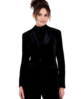 Women's Velvet One-Button Notch-Collar Jacket