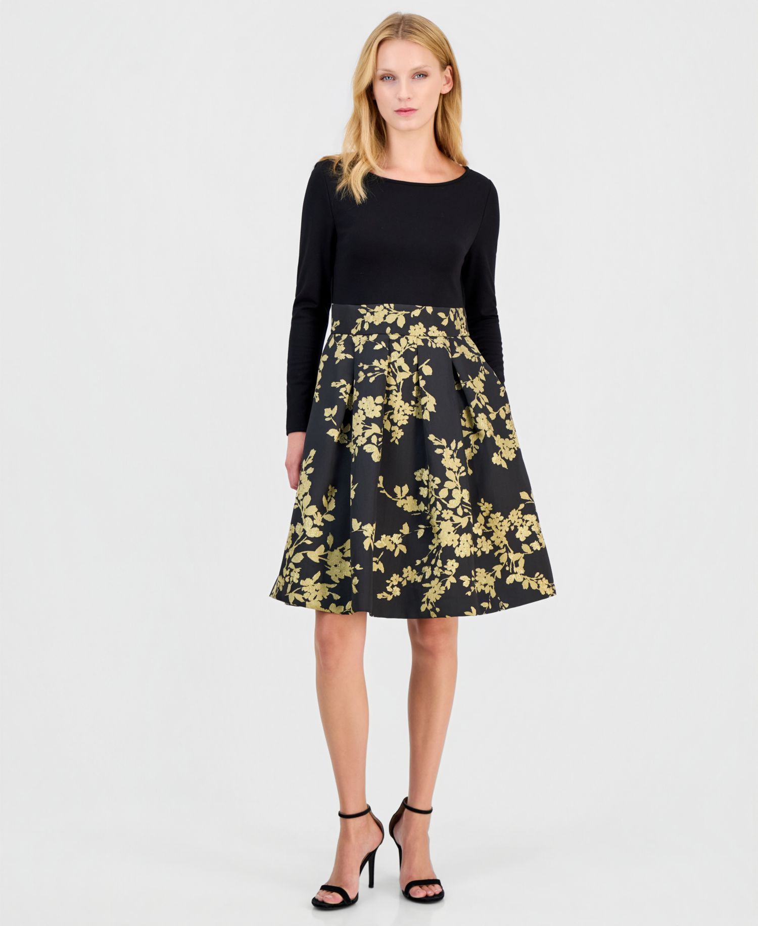 Women's Serentiy Fit & Flare Boat Neck Jacquard Dress