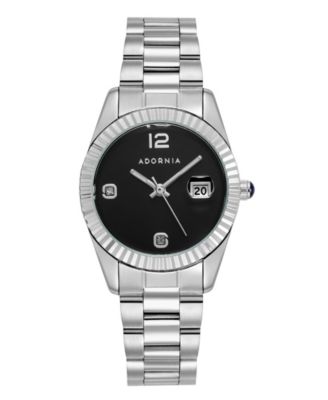 Women's Silver Rome Black Face Watch