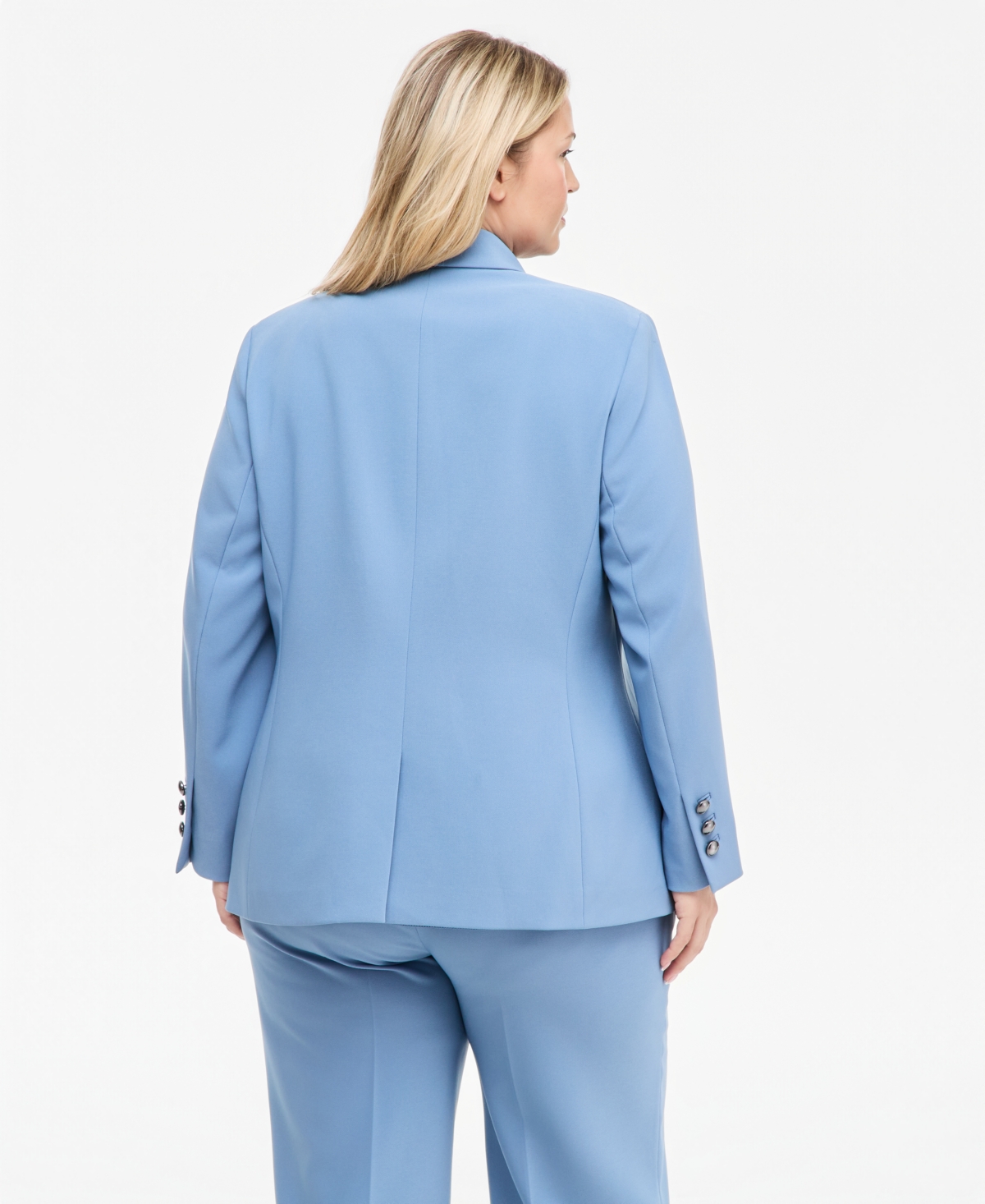 Anne Klein Plus Notched-Collar Single-Button Lined Blazer