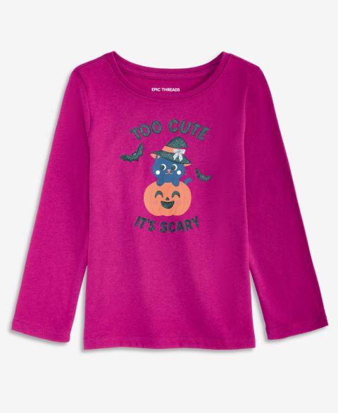 Футболка Epic Threads Halloween Long-Sleeve T-Shirt для девочек-малышей, цвет: Клюквенный