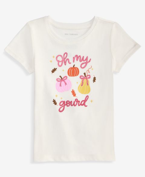 Футболка Epic Threads Pumpkin Graphic для девочек-малышей, цвет: Bright Whi