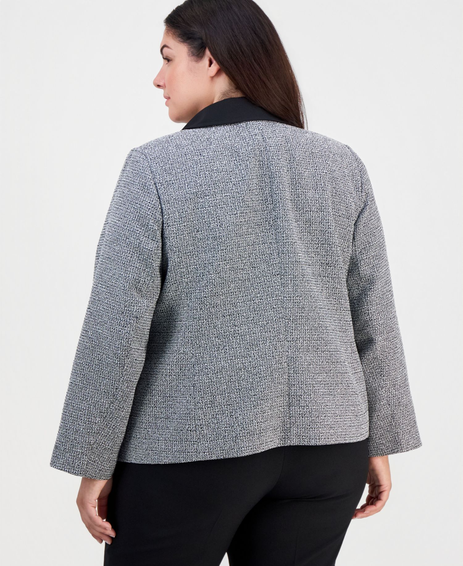 Plus Size Tweed Open-Front Blazer