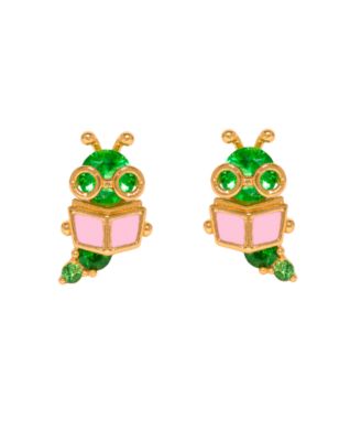 Crystal Bookworm Stud Earrings