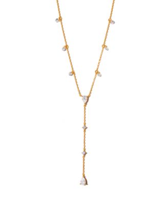 Gold-Plated Crystal Pear Drop Necklace