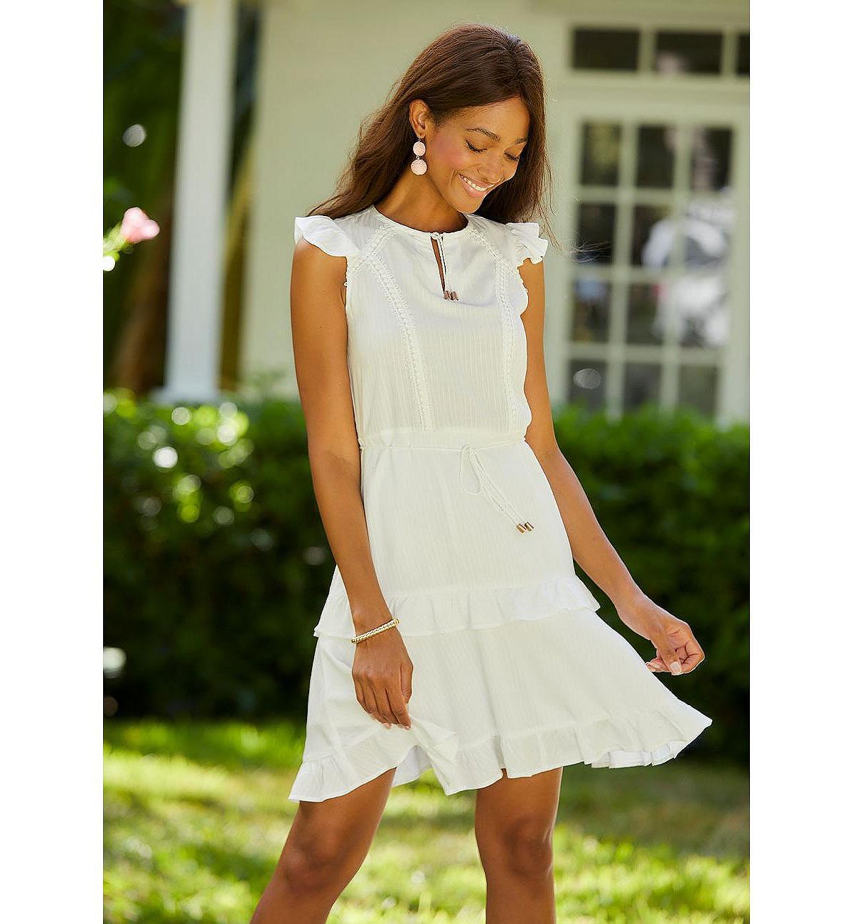 LASCANA Women's Crochet Ruffle Trim Dress view 3 — MAYCSS fashion products