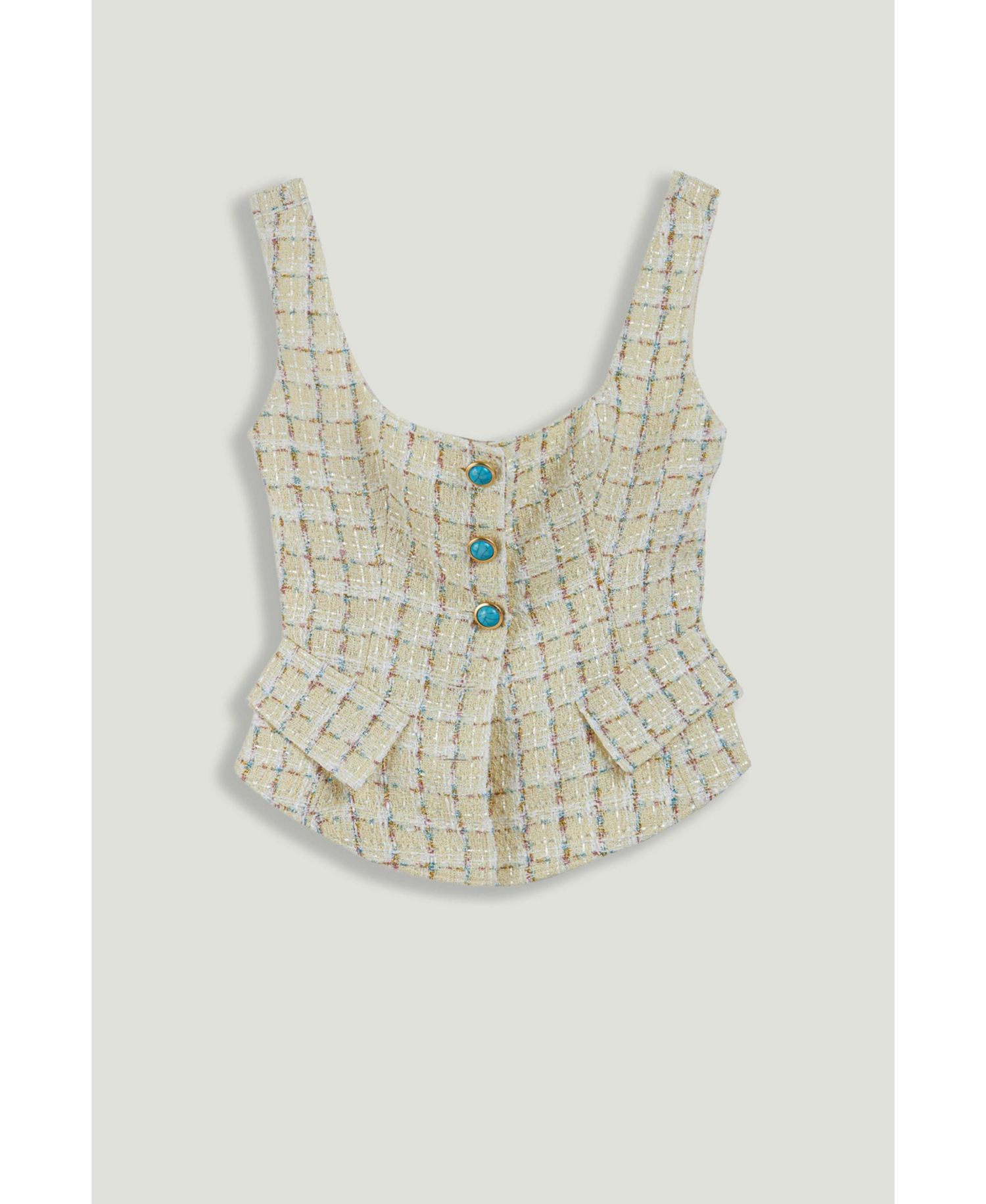 Women's Button Accessory Tweed Bustier