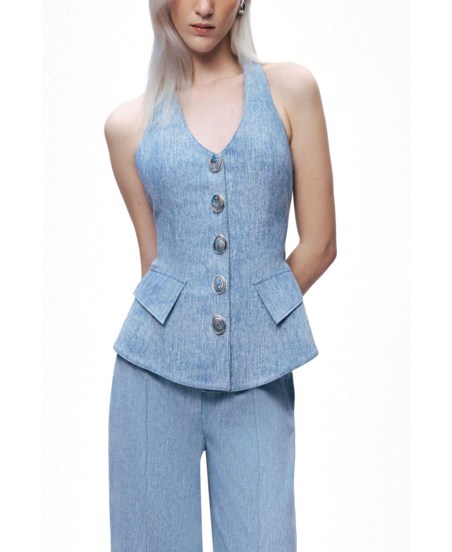 Women's Embellished Halter Neck Bustier Top