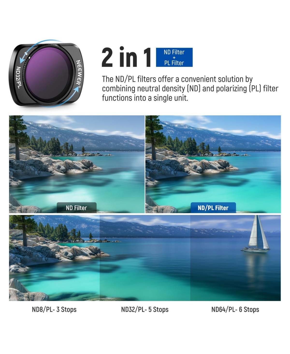 Neewer Fl-B16 Camera Lens Accessory with ND8, ND32, ND64 for Dji Osmo Pocket 3