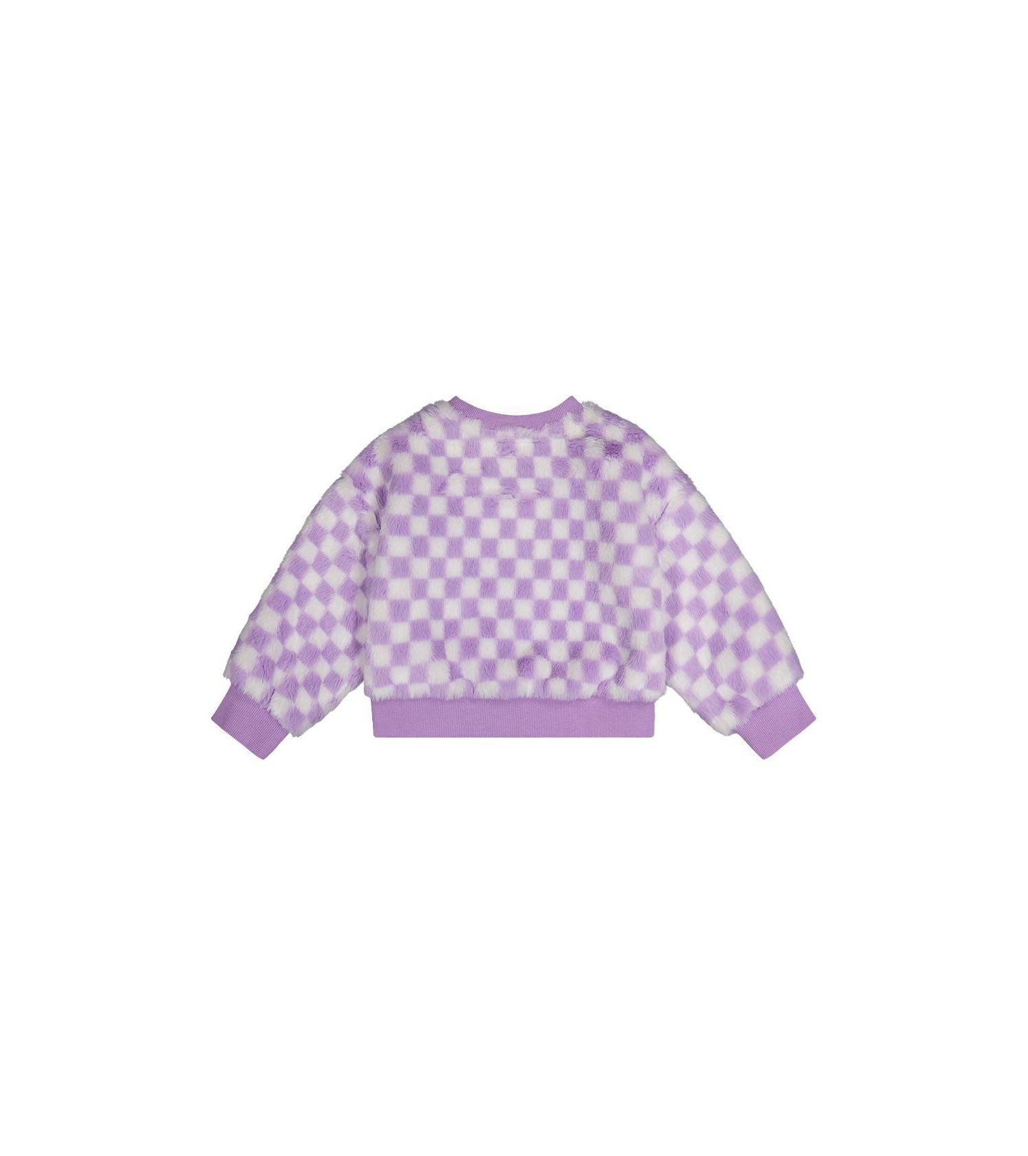 Little and Big Girl 6-12 Faux Fur Top Lilac and Tiles