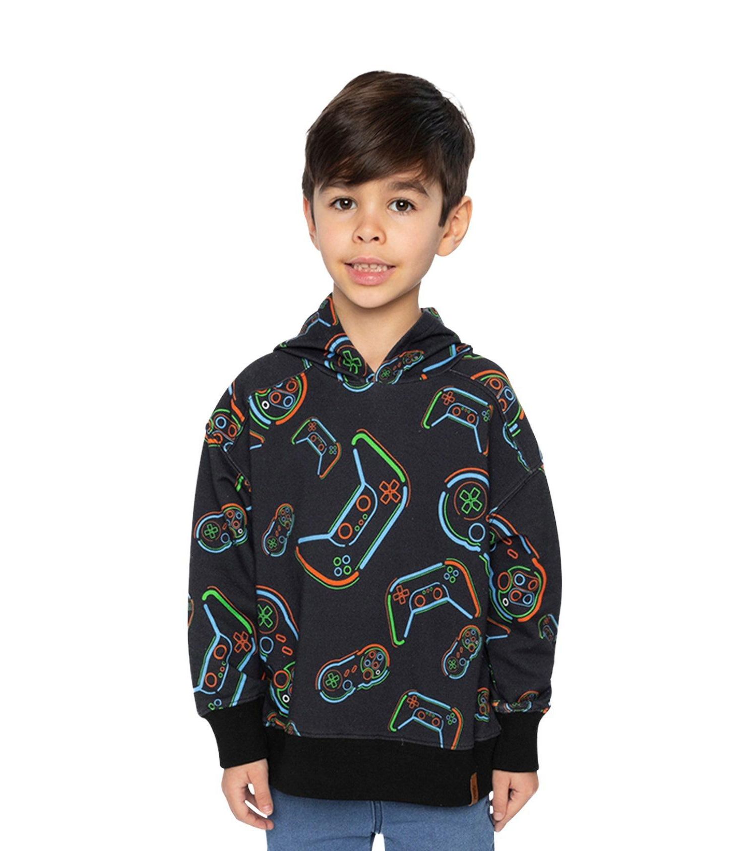 Little and Big Boy (6-12) Fleece Hooded Sweatshirt Printed Controller