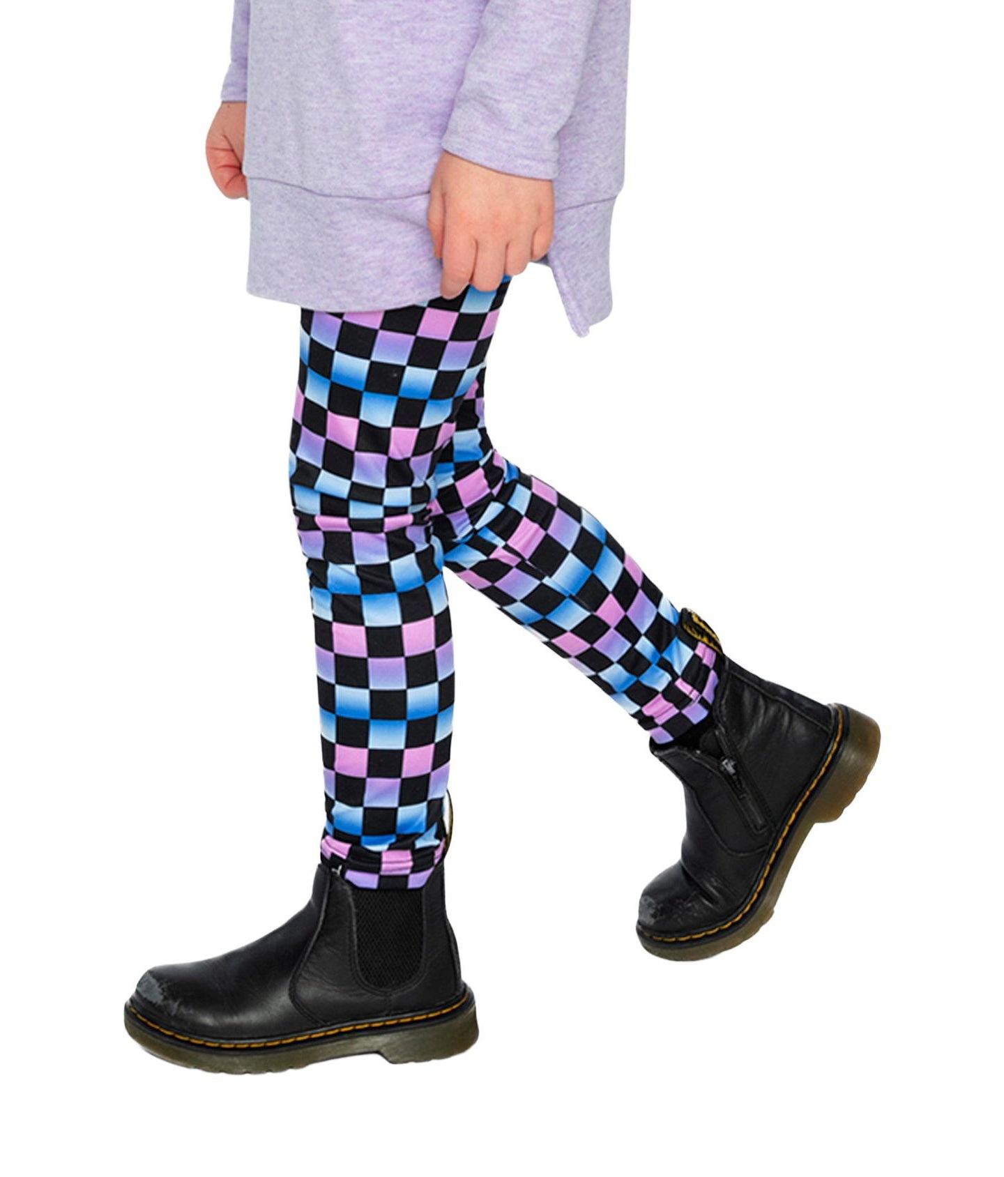 Леггинсы Deux par Deux Leggings Checkered Print для девочек, цвет: Чёрный с принтом — фото 4