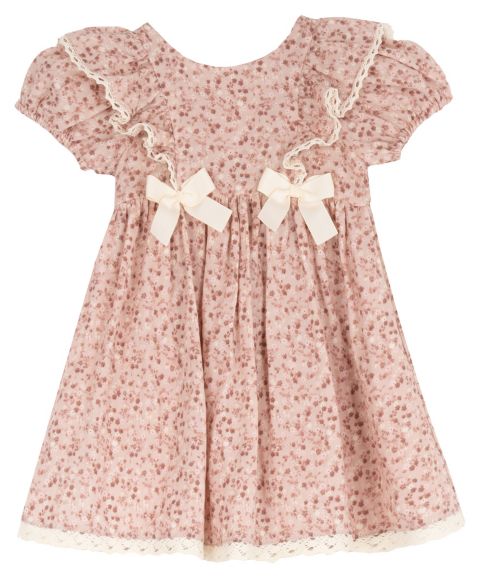 Платье Rare Editions Print Double Cotton Gauze Puff Sleeve Dress для девочек-малышей, цвет: Пудровый