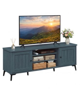 2-Door TV Stand for TVs up to 65" with 2 Storage Cabinets and 4 Adjustable Shelves