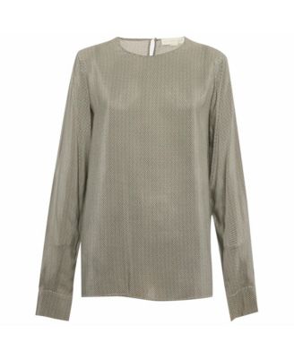 Women's Geometric Print Silk Blouse